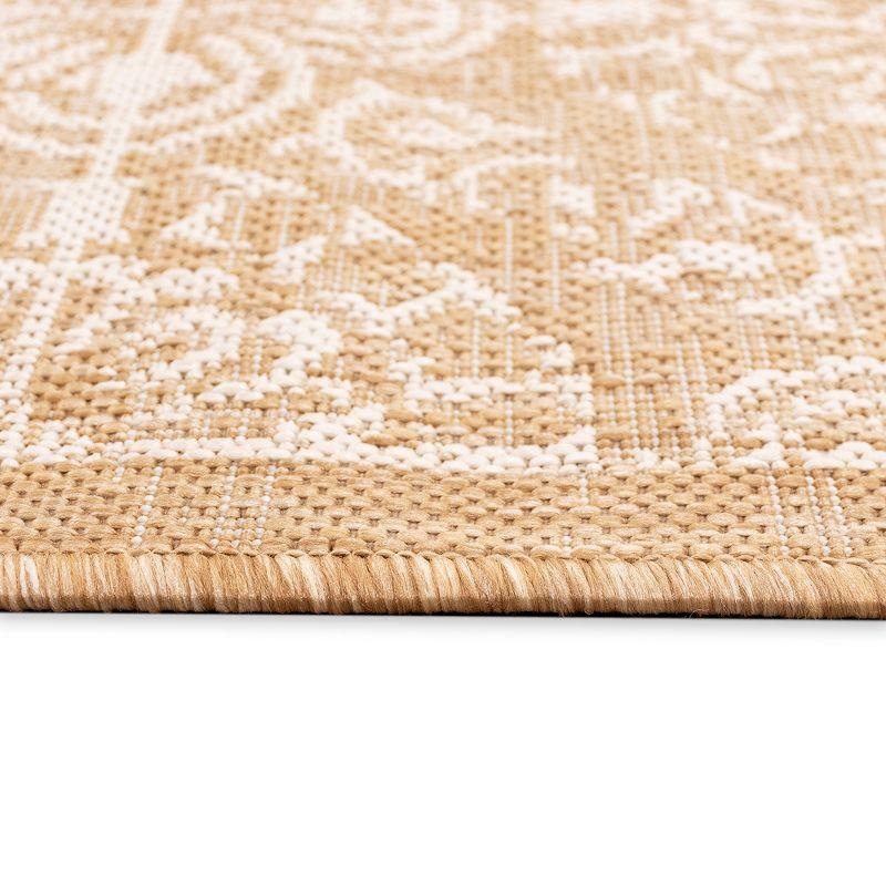 Antique Tile Sand Square Synthetic Flat Woven Rug