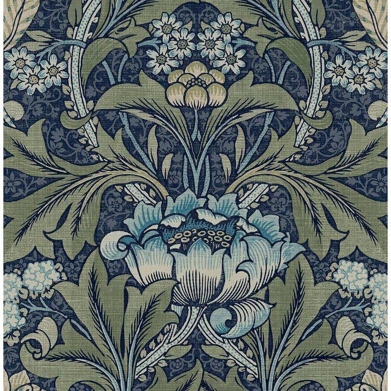 NextWall Acanthus Floral Peel and Stick Wallpaper Sage Green: Vintage Vinyl, Self-Adhesive, Botanical, Repositionable, 30.75 Sq Ft Coverage