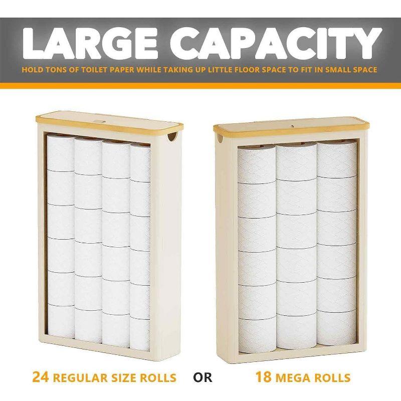 Extra Large Toilet Paper Storage With Lid, Holds Up To 24 Regular Rolls Or 18 Mega Rolls, Slim Basket Holder Bin Container For Bathroom Accessories Organizer