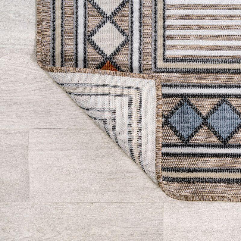 JONATHAN Y Sebastian High-Low Modern Diamond Border Brown/Ivory 3 ft. x 5 ft. Indoor/Outdoor Area Rug