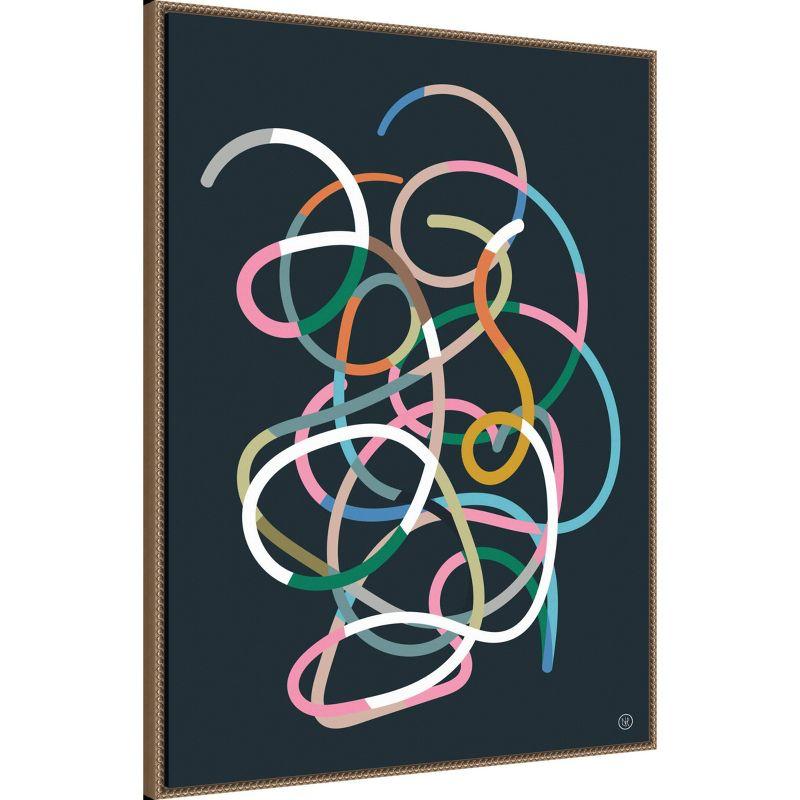 Amanti Art 32"x42" Color Lines by Dan Hobday Framed Canvas Wall Art Print: Modern Abstract Lithograph, Bronze Frame