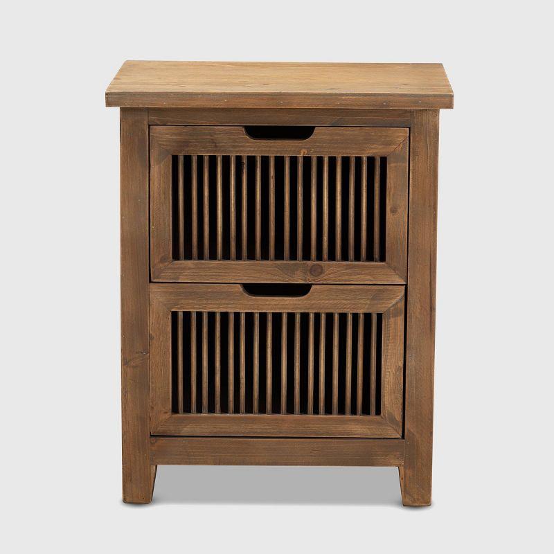 Clement Rustic Medium Oak 2-Drawer Spindle Nightstand