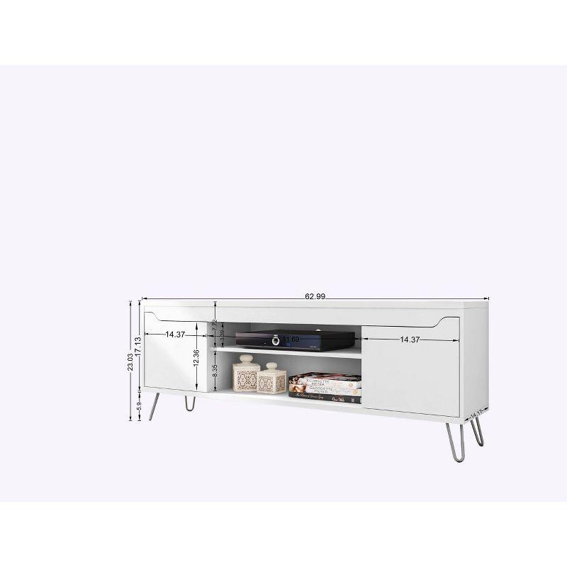 Baxter TV Stand for TVs up to 60" White - Manhattan Comfort: Mid-Century Modern Media Console with Cable Management