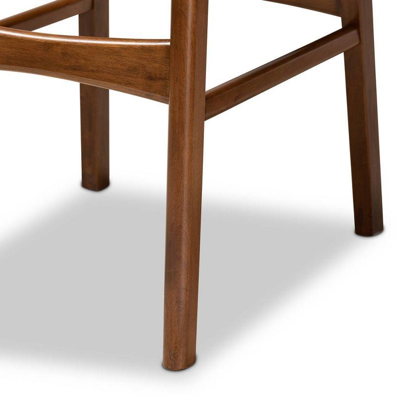 2pc Katya Wood Barstool Set Brown - Baxton Studio: Solid Walnut Finish, Polyester Upholstery, 28.7" Seat Height