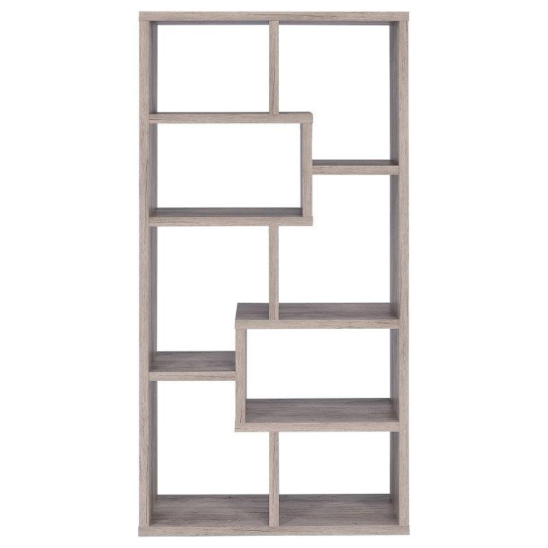 70.75" Theo 8 Shelf Bookcase Gray Driftwood - Coaster