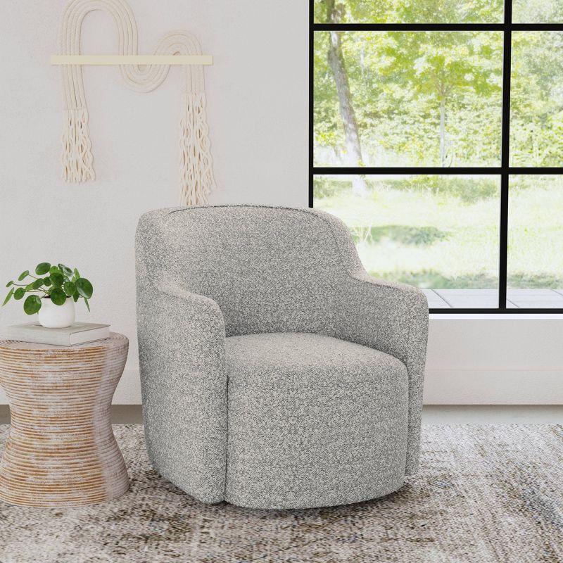 HomePop Upholstered Swivel Accent Chair White/Gray Boucle