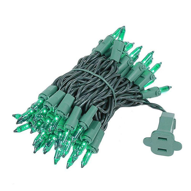 Novelty Lights Green 50 Light Incandescent Mini Christmas String Lights Green Wire 11 Feet