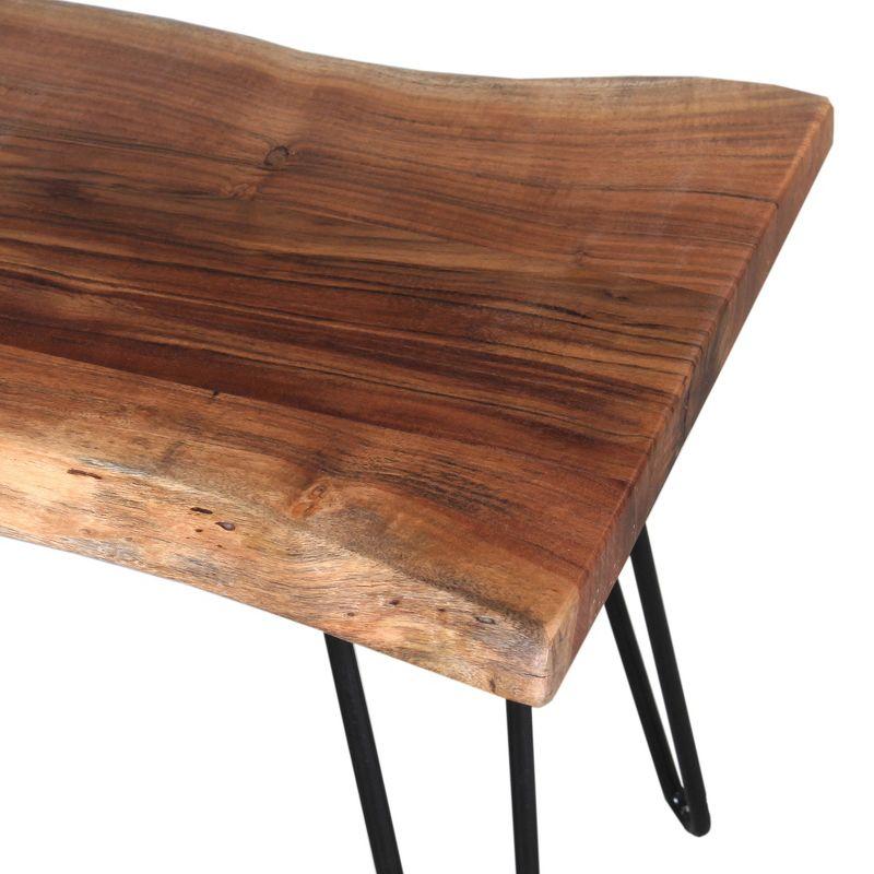 Alaterre Furniture Hairpin Natural Brown Live Edge Wood with Metal Bench