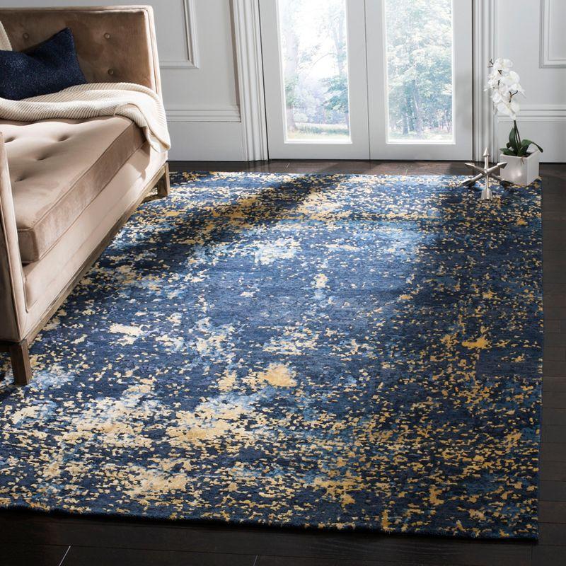 17 Stories Tiffany Hand Knotted 60% Wool, 20% Cotton, And 20% Viscose Abstract Rug