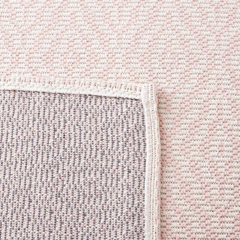 Handmade Pink and Ivory Wool 5' x 7' Reversible Braided Rug