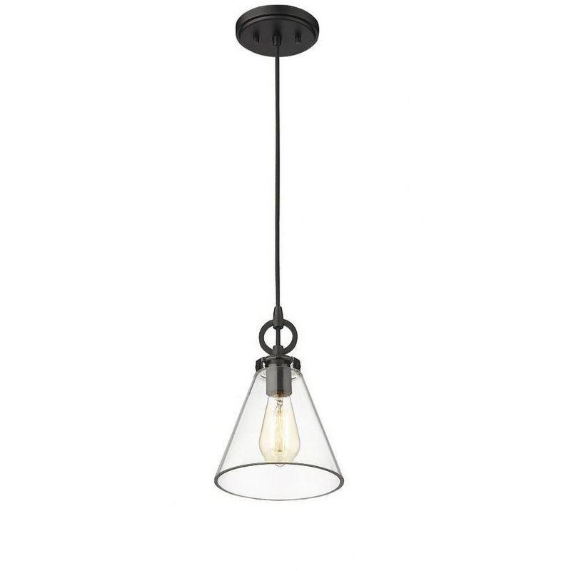 Harper Matte Black and Glass Conical Pendant Light