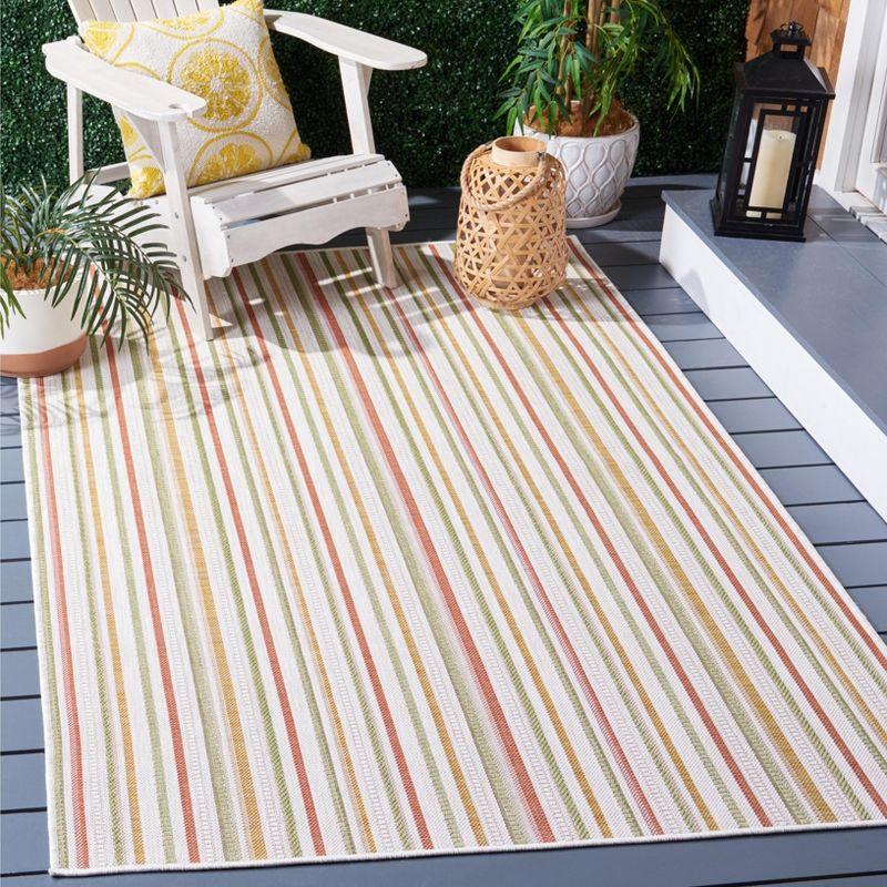 Courtyard Beige & Rust Yellow Synthetic Rectangular Indoor/Outdoor Rug