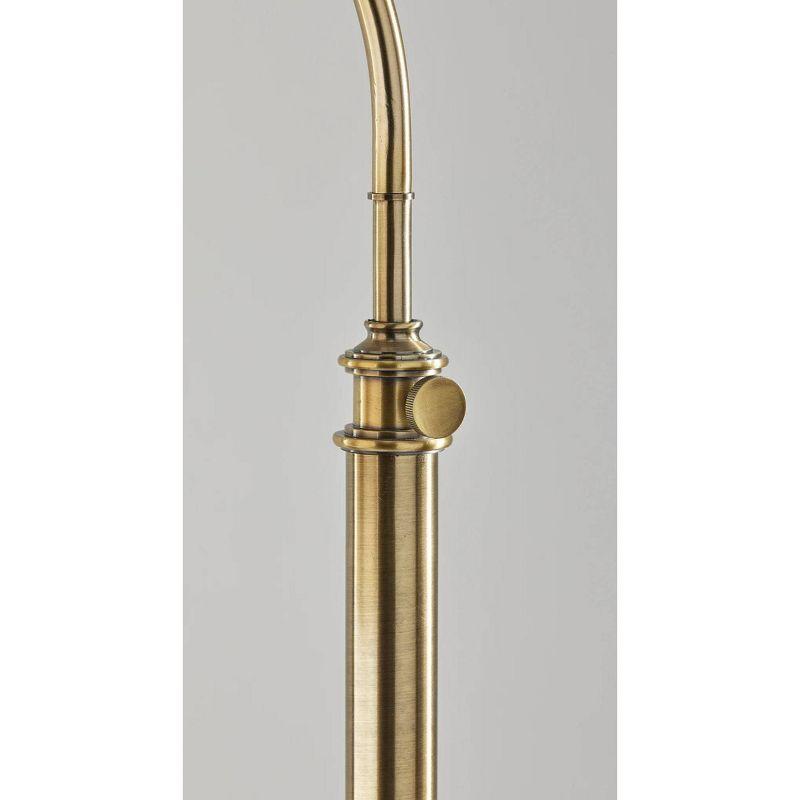 Adesso Barton Task Floor Lamp Antique Brass: Adjustable Height, Linen Shade, ETL Listed, Metal Body