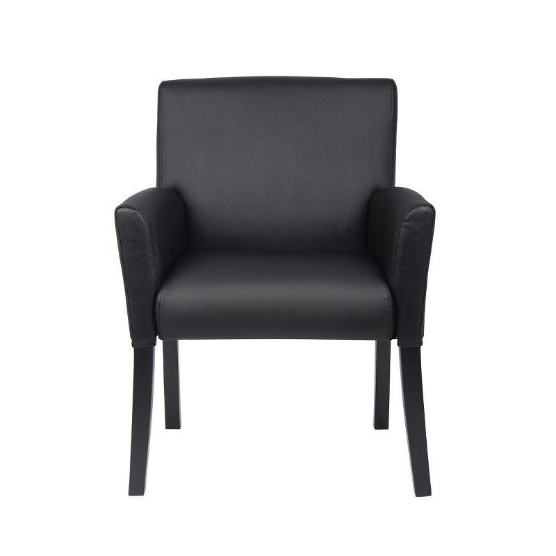 Executive Box Armchair Black - Boss Office Products: Ergonomic, Vinyl Upholstery, Wood Legs, Fixed Height
