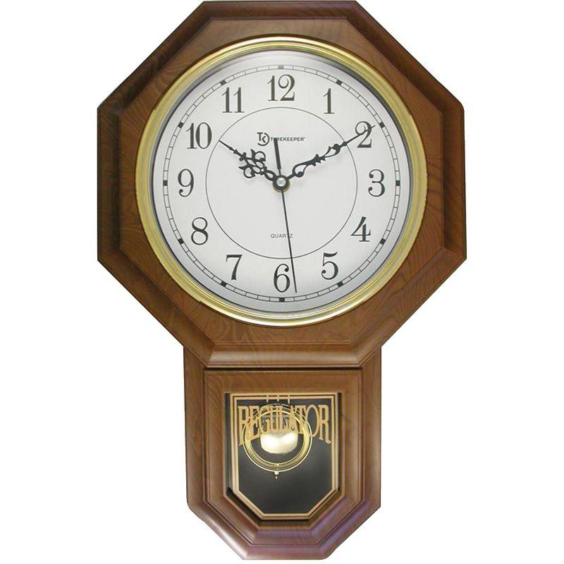 Essex 18.75" Brown Faux Wood Pendulum Wall Clock