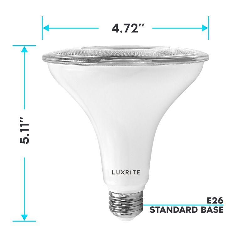 Luxrite 4 Pack PAR38 LED Outdoor Flood Light Bulbs, 120W Equivalent, 1250 Lumens, 4000K Cool White, 15W Dimmable, Wet Rated, E26 Base, UL Listed