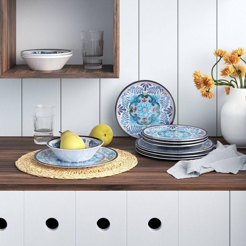 Certified International Talavera Heavy Weight 12 Piece Melamine Dinnerware Set, Service for 4