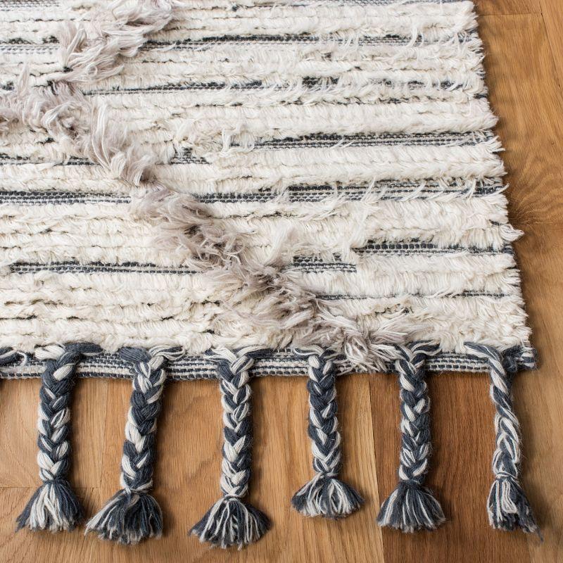 Ivory Trellis Hand-Knotted Wool Runner Rug 27in x 9in