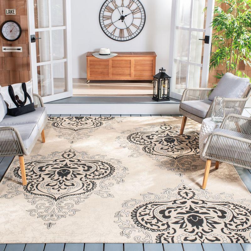 Courtyard CY7926 Power Loomed Indoor/Outdoor Area Rug - Creme/Black - 8'x11' - Safavieh.