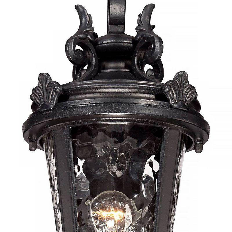 John Timberland Casa Marseille Vintage Rustic Outdoor Wall Light Fixture Black Scroll 19" Clear Hammered Glass for Post Exterior Barn Deck House Porch