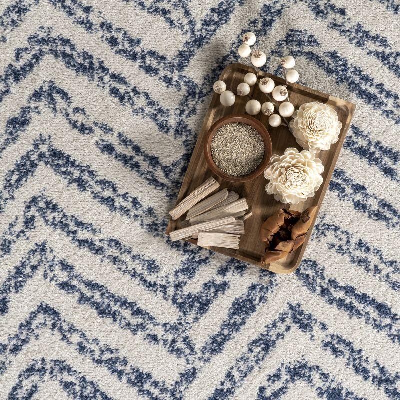 Nuloom Rosanne Chevron 7x9 Indoor Area Rug for Living Room Bedroom Dining Room Kitchen, Blue/Ivory