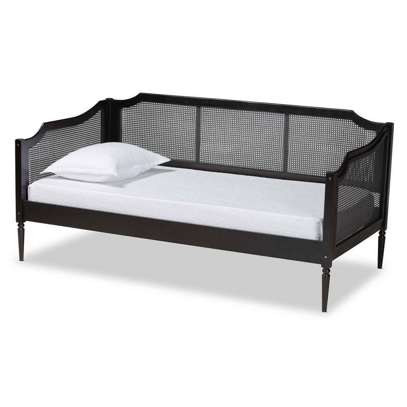 Twin Hancock Wood & Synthetic Rattan Daybed Charcoal - Baxton Studio: Frame, No Trundle