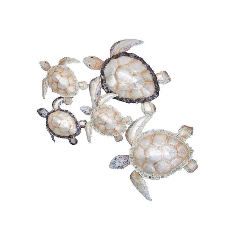 Beachcombers Mixed Metal Capiz Wall Decor Of Turtles