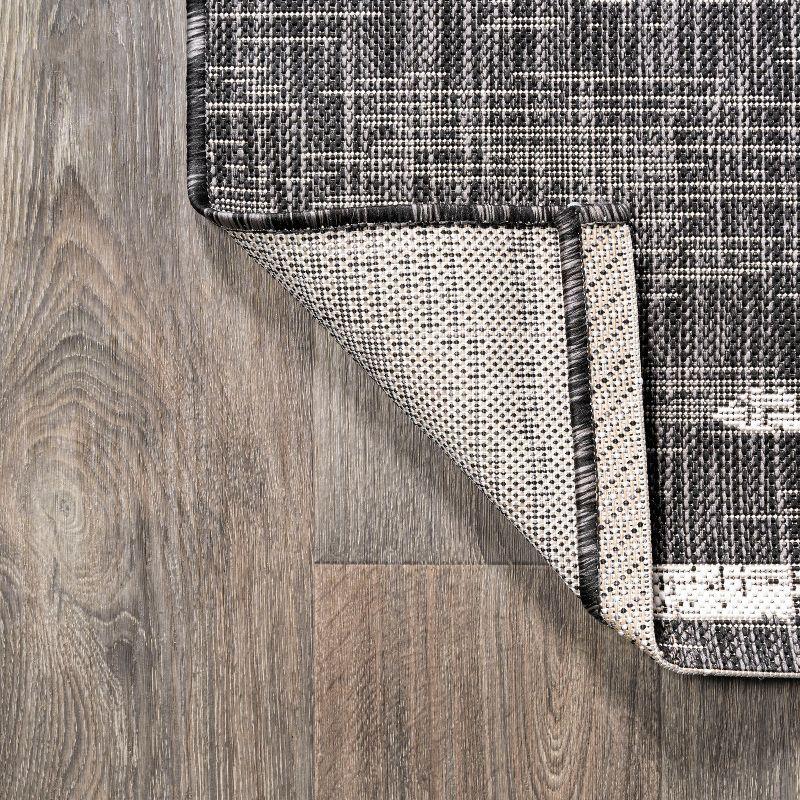 3'x5' Zolak Berber Stripe Geometric Indoor/Outdoor Area Rug, Black/Ivory - JONATHAN Y