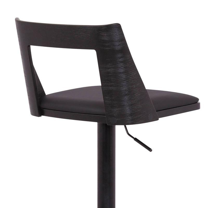 Armen Living Milan Adjustable Swivel Faux Leather Metal Barstool Black : Square Seat, Footrest, 250lb Capacity