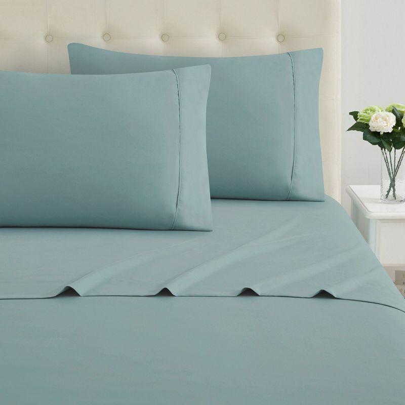 Sweet Home Collection 100% Cotton Percale 4-Piece Solid Sheet Set