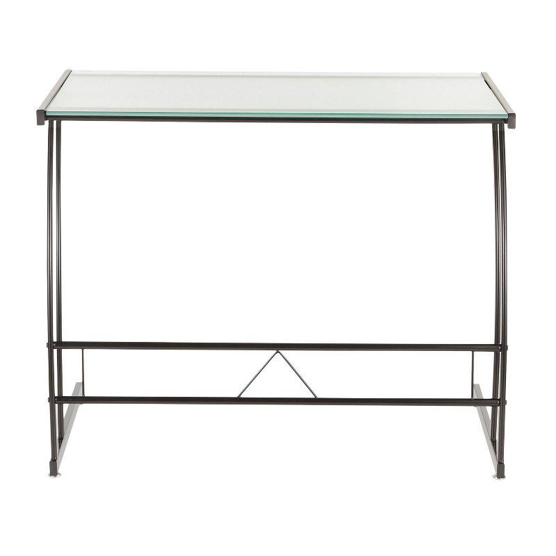 Sleek 35'' Black Tempered Glass Home Office Desk