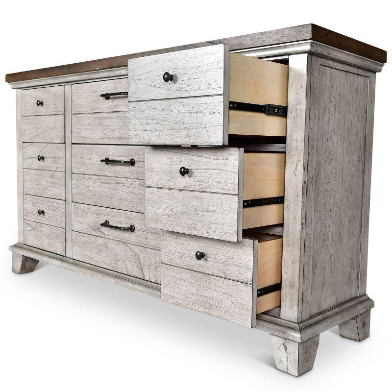 Bear Creek Dresser and Mirror Rustic Ivory/Honey - Steve Silver Co.