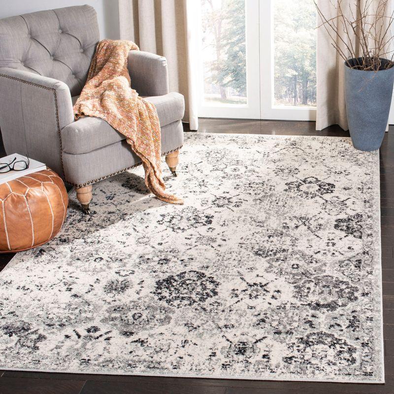 Reversible Silver Grey Synthetic Rectangular Rug - Easy Care and Stain-Resistant