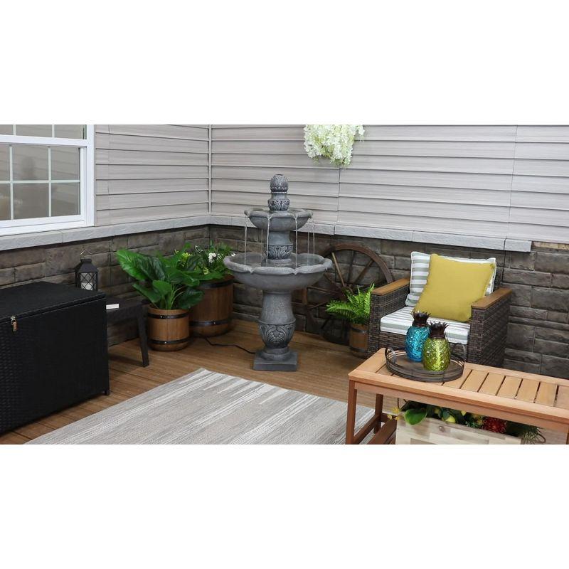 50" Dusty Gray Fiberglass Reinforced Concrete 2-Tier Outdoor Water Fountain