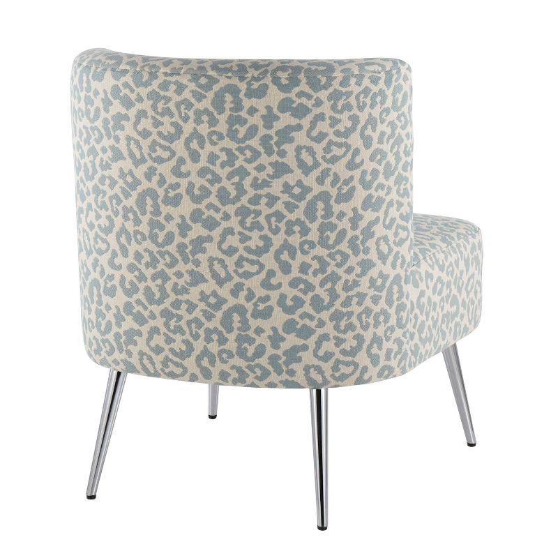 Fran Contemporary Slipper Chair Chrome/Blue Leopard Fabric - LumiSource