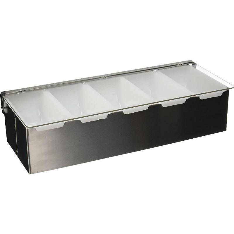 Stainless Steel 5-Compartment Condiment Dispenser with Plastic Inserts