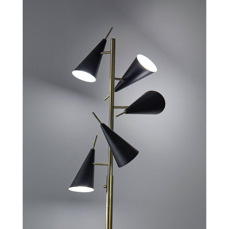 71.5" Owen Tree Lamp Black - Adesso: Adjustable Mid-Century, ETL Listed, Metal Cone Shades