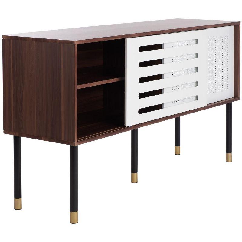 Shiloh Media Stand - White/Walnut - Safavieh