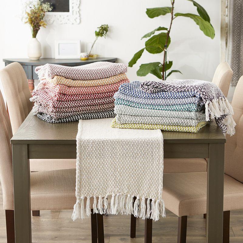 Design Imports  Woven Jacquard Fringe Table Runner, Natural, 15X72"