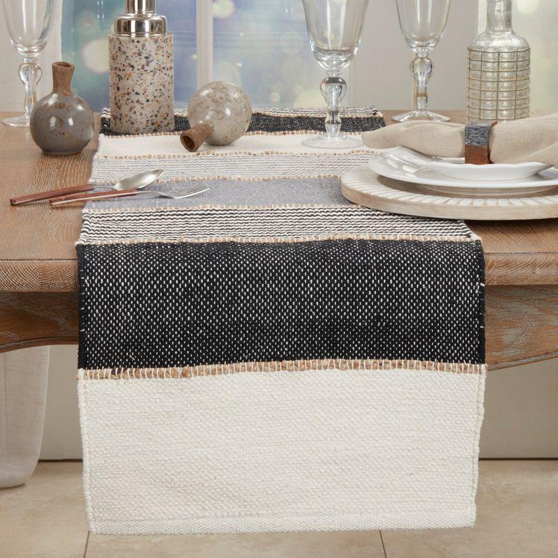 Rustic Multicolor Jute Stripe Table Runner, 16"x72"