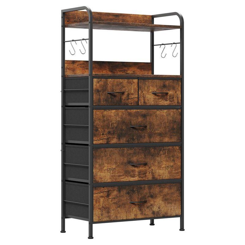 Tiger Stripe 5-Drawer Dresser with Metal Frame and Wood Tabletop