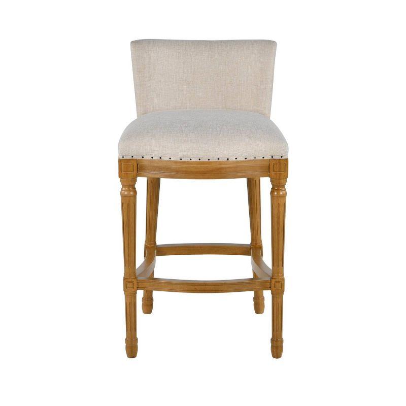 Francesca Tan Linen Cushioned Counter Height Stool with Oak Frame