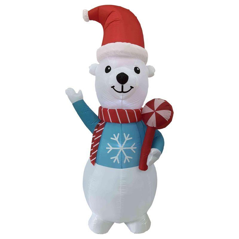 LED Lighted Inflatable Polar Bear Outdoor Christmas Decoration - 8.25'