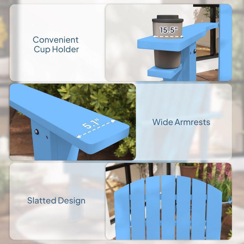 Outsunny Oversized Adirondack Chair, Outdoor Fire Pit and Porch Seating, Classic Log Lounge w/ Built-in Cupholder for Patio, Backyard, Blue