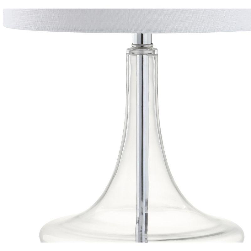 JONATHAN Y Cecile 25.5" Glass Teardrop LED Table Lamp, Clear/Chrome (Set of 2)