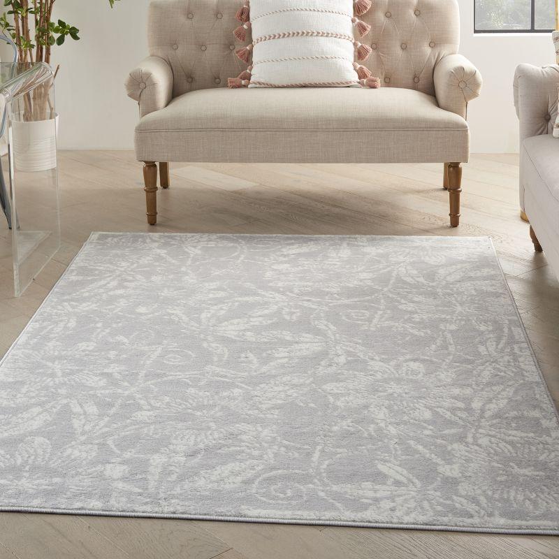 Enchanted Floral Grey 6' x 9' Synthetic Flat Woven Area Rug