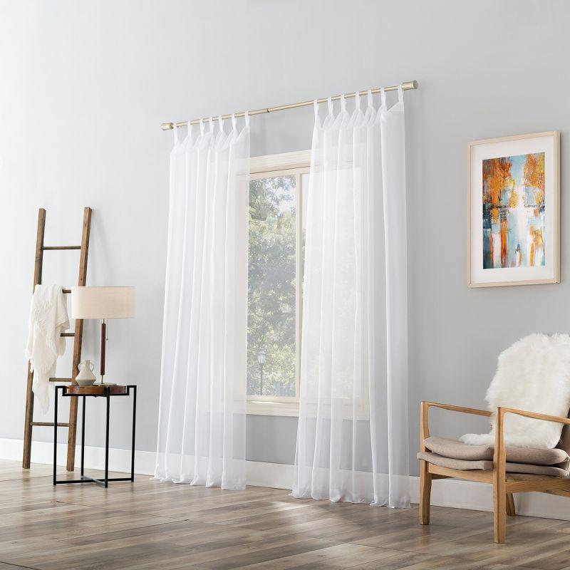 59"x63" No. 918 Sheer Emily Voile Tab Top Curtain Panel White: Transitional Indoor Polyester Drapery