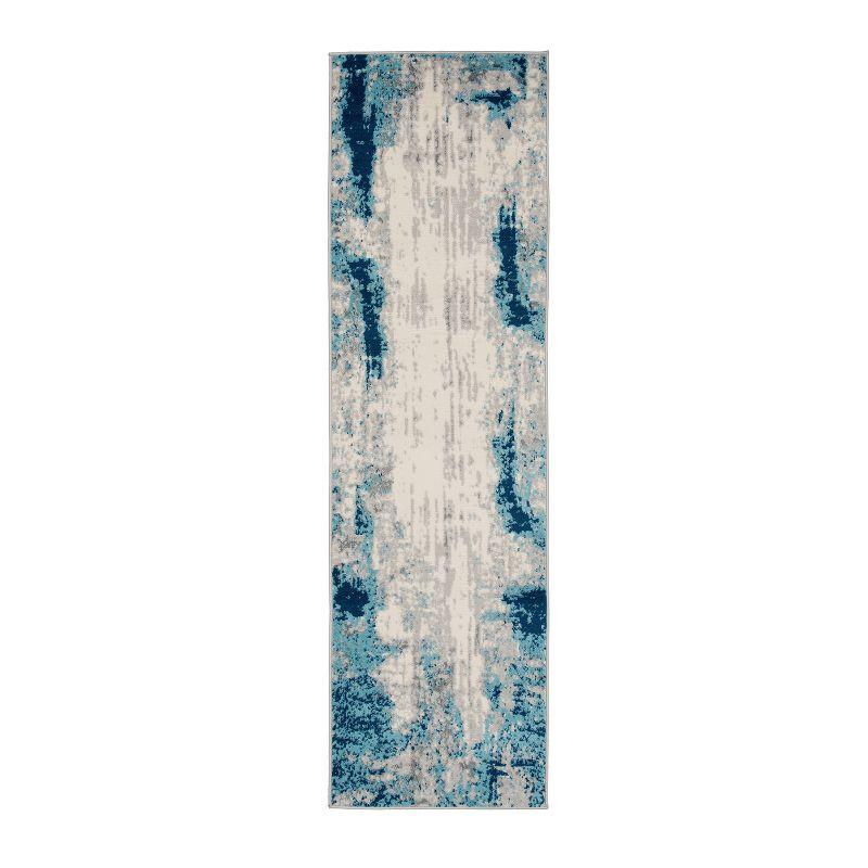 Blue Flat Woven Synthetic Easy Care Area Rug, 26" x 4"