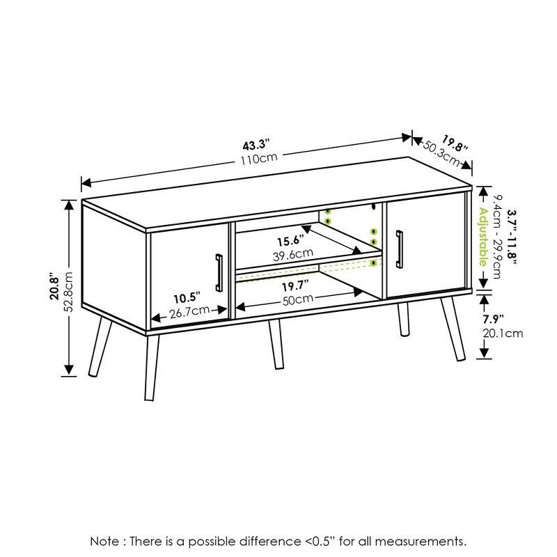 Furinno Mid-Century TV Stand Entertainment Media Console w/2 Cabinets&Open Storage Shelves for TVs up to 50",Espresso