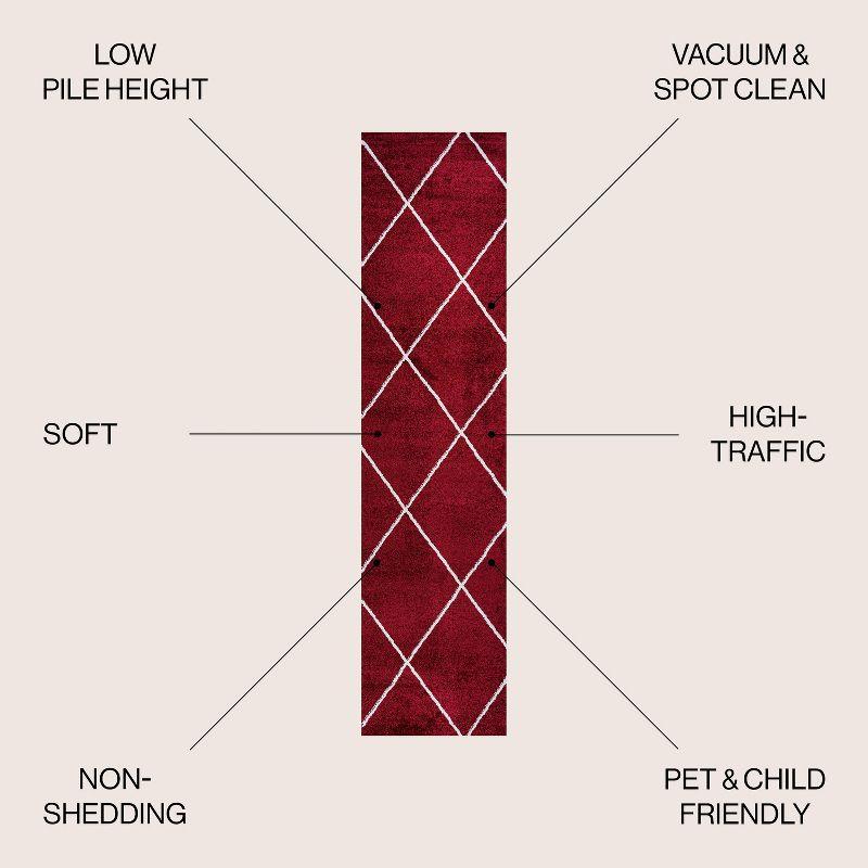 2'x10' Cole Minimalist Diamond Trellis Runner Rug, Red/White - JONATHAN Y